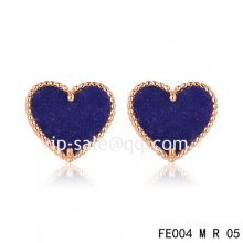 Fake Van Cleef & Arpels Sweet Alhambra Heart Earrings Pink Gold,Lapis Lazuli
